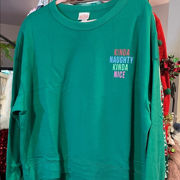 Wondershop Tops - Wondershop Christmas 🎄 Green Sweatshirt - Kinda Naughty Kinda Nice
